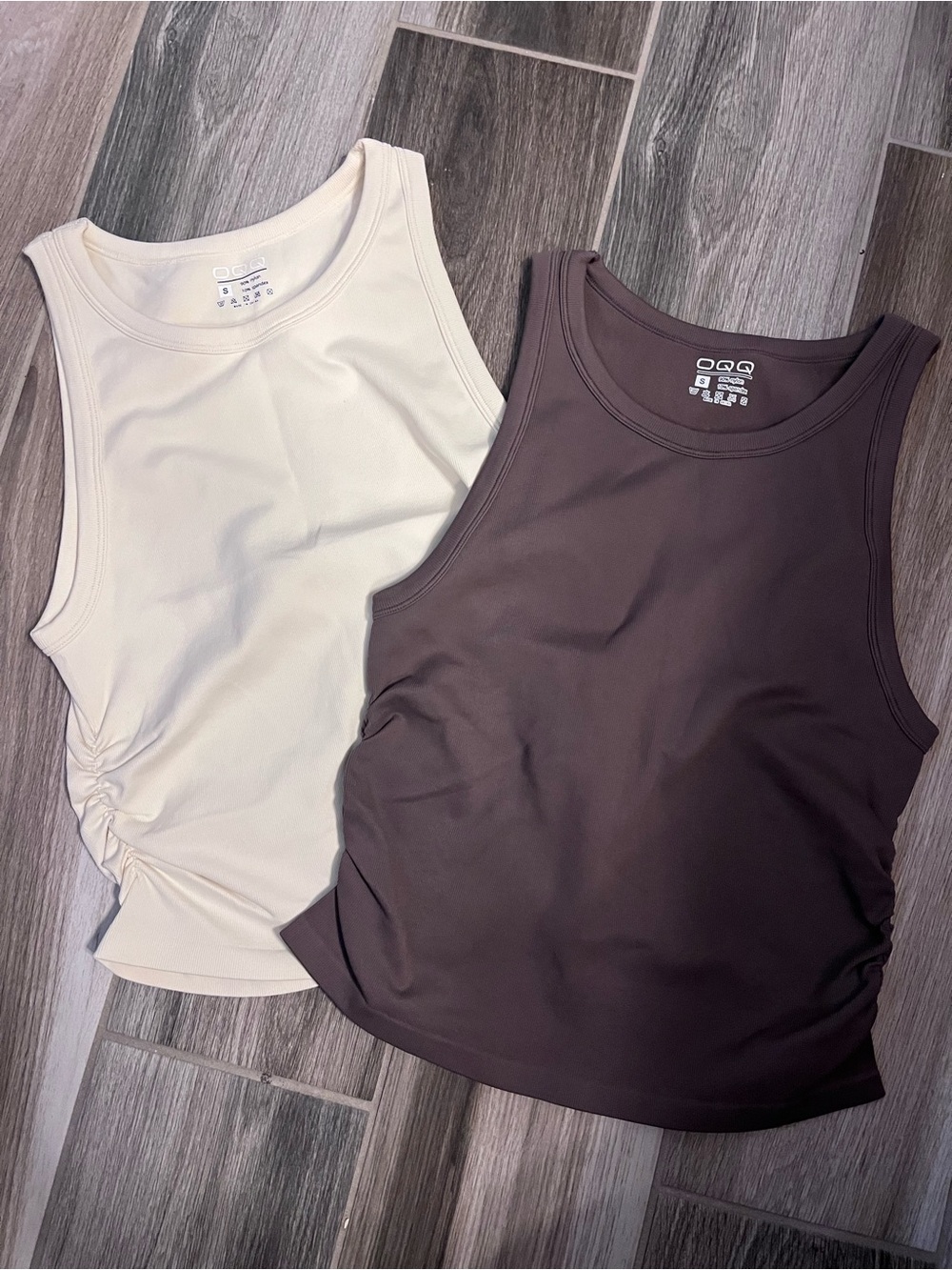 Active Tank Top - Cream & Brown